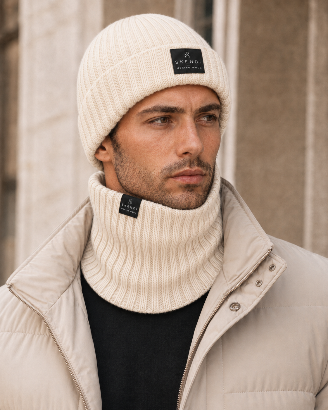 Komplet Męski 100% Merino – Ecru
