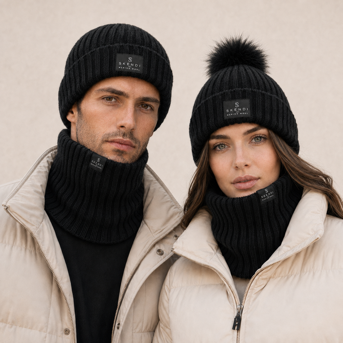 Komin Unisex 100% Merino – Czarny