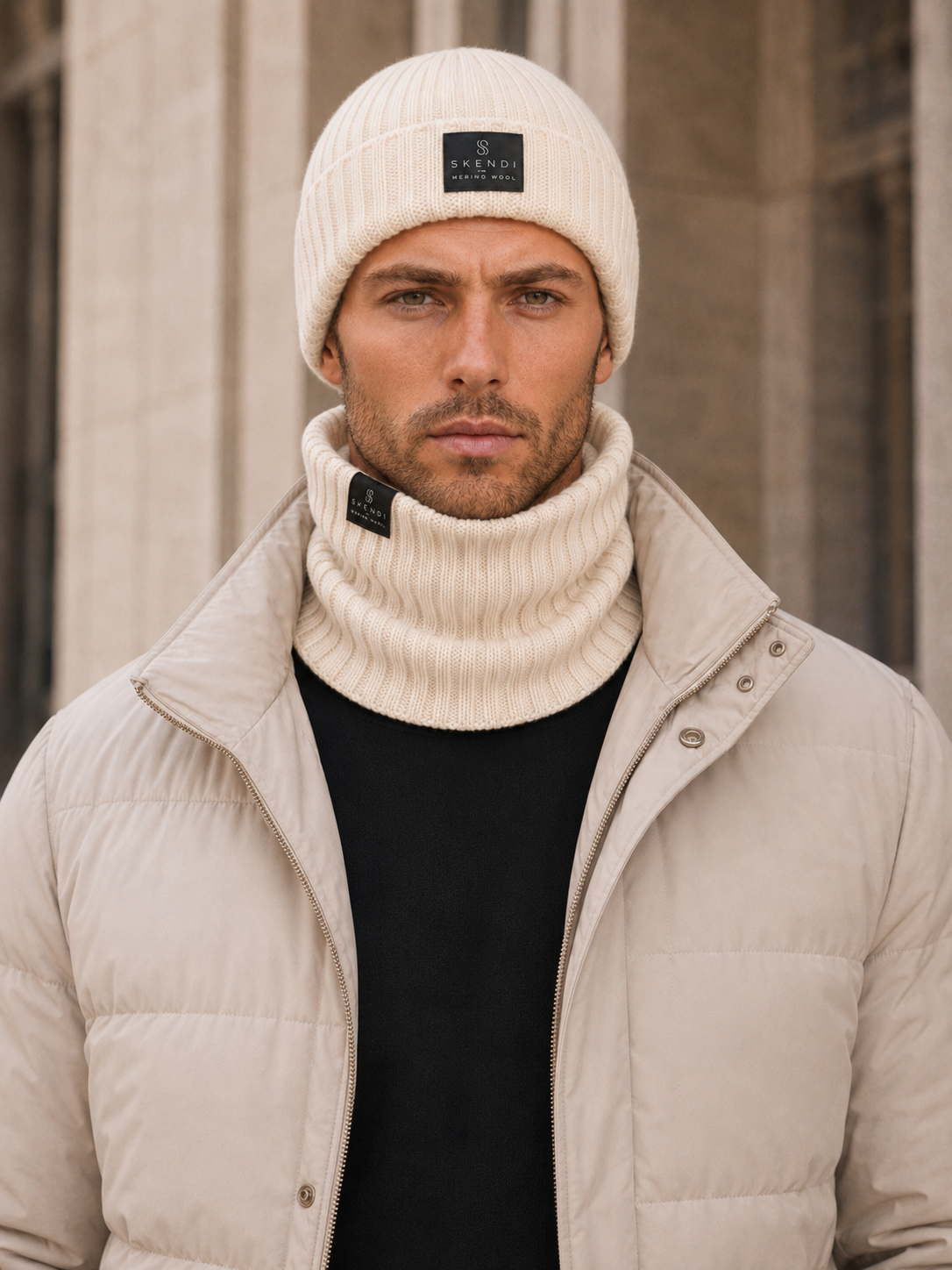 Czapka Męska 100% Merino – Ecru