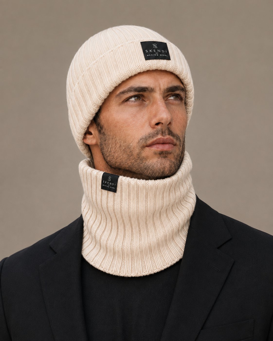 Komin Męski 100% Merino – Ecru