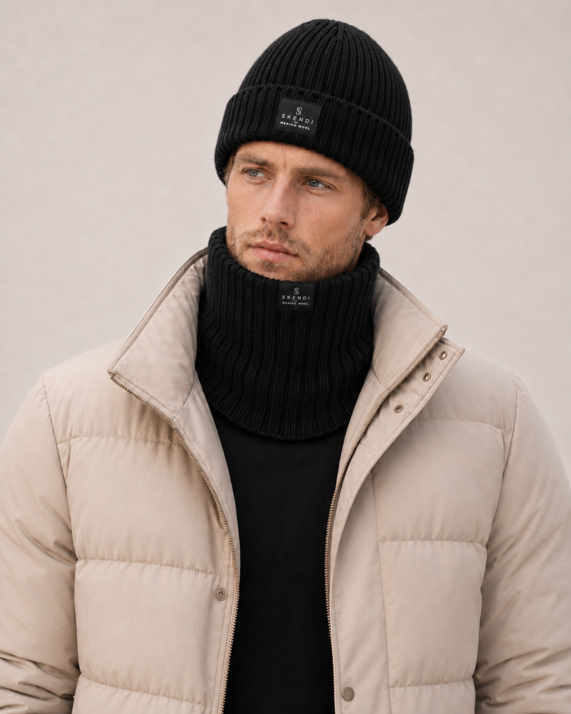 Komplet Męski 100% Merino – Czarny